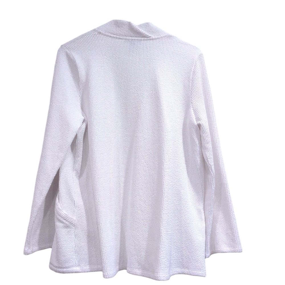 Eileen Fisher White Open Front Cardigan Organic Cotton Small Textured - Picture 2 of 4